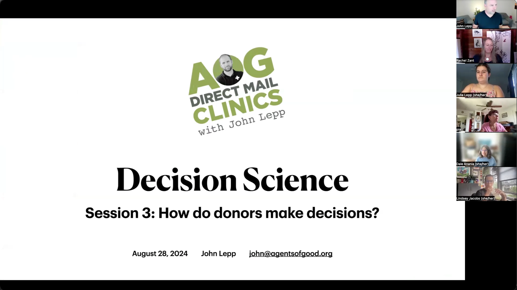 Direct Mail Clinic #3 - Decision Science and your brain
